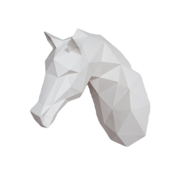 1 kpl Hevosen pään muotoinen paperimalli 3D-valmiiksi leikattu paperi