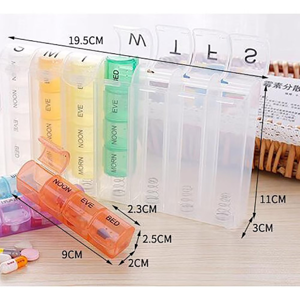 1 kpl (seitsemän väriä) Viikoittainen Pill Organizer - Pill Planners for