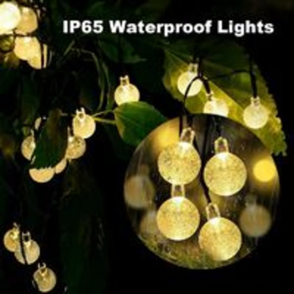 1 st Solar String Lights, 50 LED Crystal Ball String Lights IP65