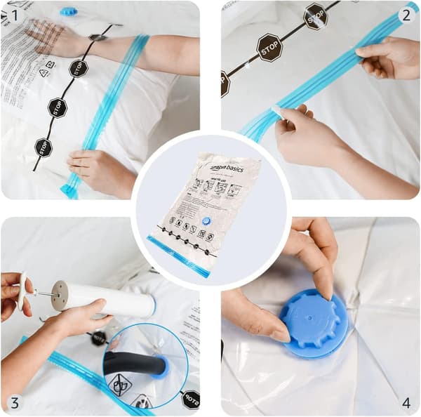 5-pack Vakuumförvaringsöverdrag med Handpump - Medium