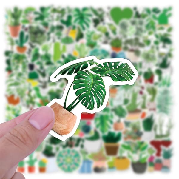 100 graffitidekaler med växter, blommor, gräs och