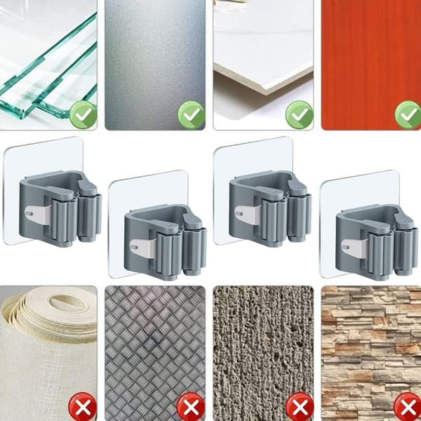 4 kpl Luudanpidiketeline Itseliimautuva Mop-pidike Seinäkiinnitys