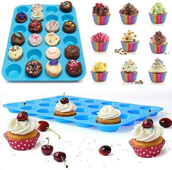 Silikon Mini Muffinform, 4-pakke 24 Kopper Silikonformkopper Bakeform, Silikon Muffinformer Bakeformer - Multifarget
