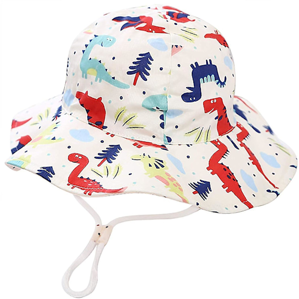 Barnebøttehatt Justerbar Solhatter Pustende Strandhatt For Gutter Jenter_fs Beige Dinosaur