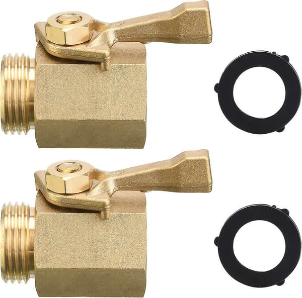 Reglerventil för trädgårdsslang, robust, mässing, 7,62 cm, 2-pack med 2 trädgårdsslangbrickor.