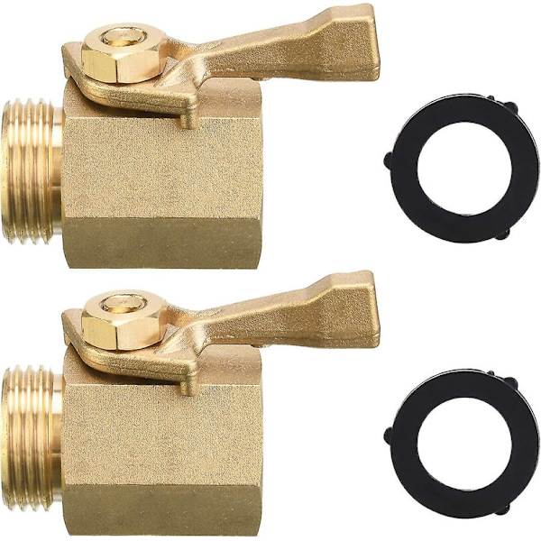 Reguleringsventil for hageslange, robust, messing, 7,62 cm, 2-pakning med 2 hageslange-underlagsskiver.