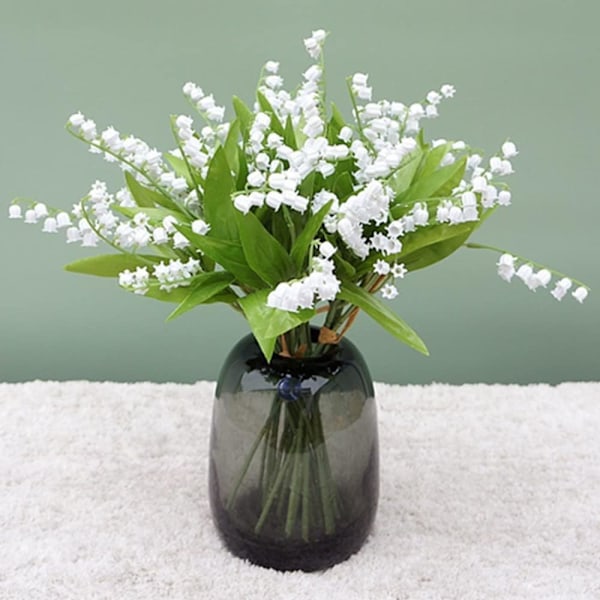 12 stjälkar liljekonvalj Konstgjorda Blommor, Liljekonvalj Plastblomma, Brudbukett för Utomhusbröllop