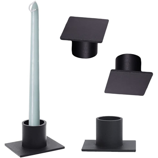 Sorte Lysestaker 4 Stykker Retro Lysestake Dekorasjon Bord