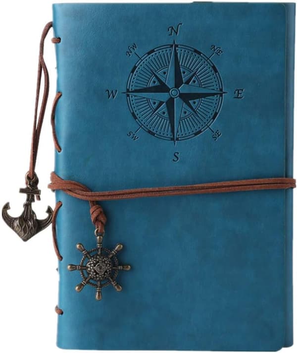 Læder daglig journal, spiral notesblok refill pad, klassisk hvid,