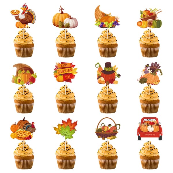 Thanksgiving Party Kaketopper Kakebaking Cupcake Topper