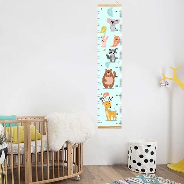 Djurbilder Väggmätare för Barn, Baby Höjdmätare, Canvas Höjdmätare för Pojkar Flickor (Djurbilder 4)