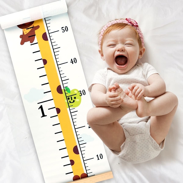 Baby Growth Height Chart - Seinäkoriste lapsille, irrotettava kangaskorkeusmittari 79\" x 7.9\" (Giraffi)