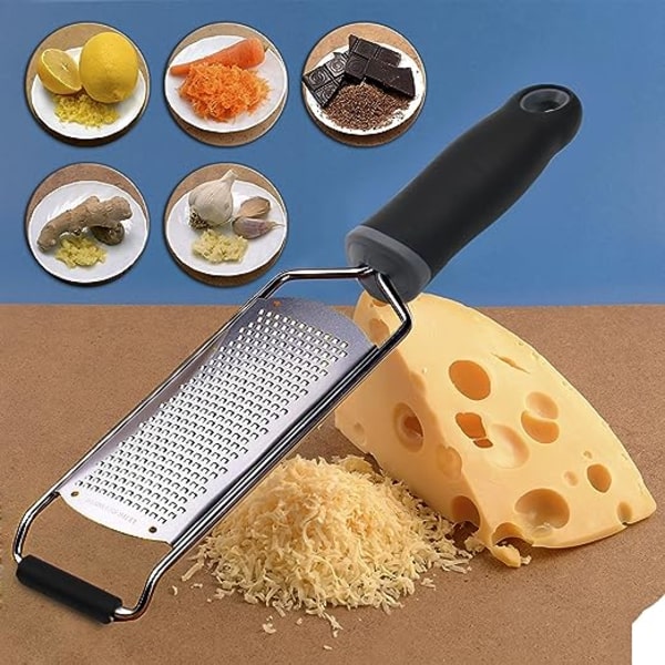 1 sort rustfrit ostegnidder, ergonomisk blødt greb citron