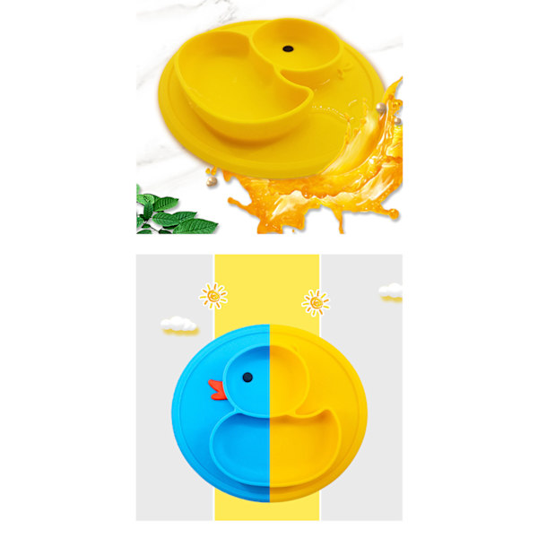 Babyblå and-silikonbricka, halkfri sugkopp för