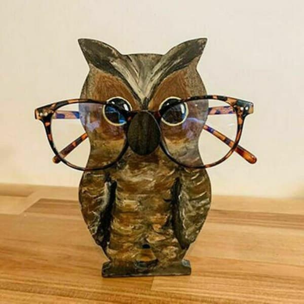 3D Puinen Pesä Eläimen Pään Silmälasiteline (Pöllö)