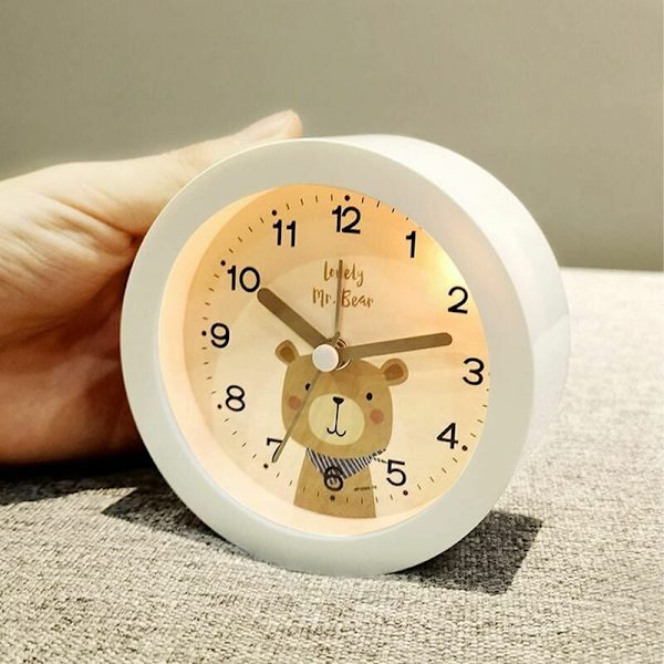 Barnklocka, Analog Klocka, Nål Barnklocka, Barnmorgonväckarklocka, Tysta Växlar, Barn Tyst Växlar, Ingen Tickande Barnklocka, Barnväckarklocka för Pojkar/Flickor (Blå)