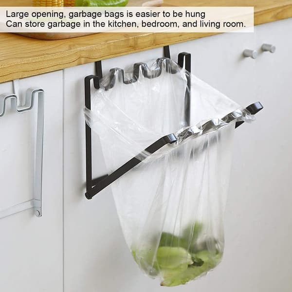 1 Stk Sort Dørryg Affaldsposeholder Organizer Foldbar