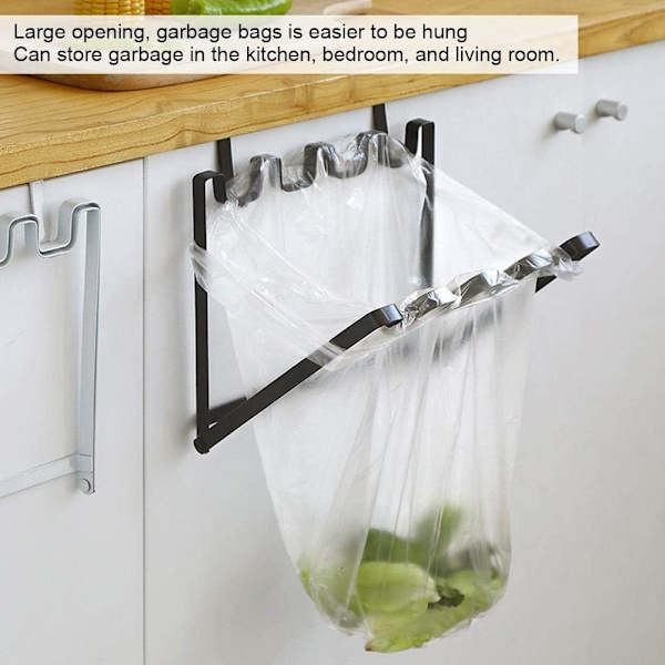 1 Stykke Sort Dørrygg Søppelposeholder Organizer Foldbar