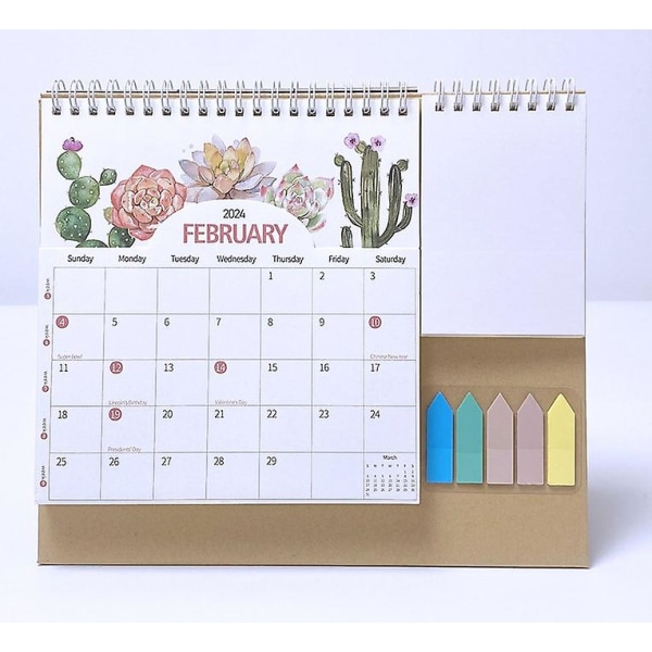 2024 Skrivebords kalender på engelsk, multifunksjonell og praktisk arrangør