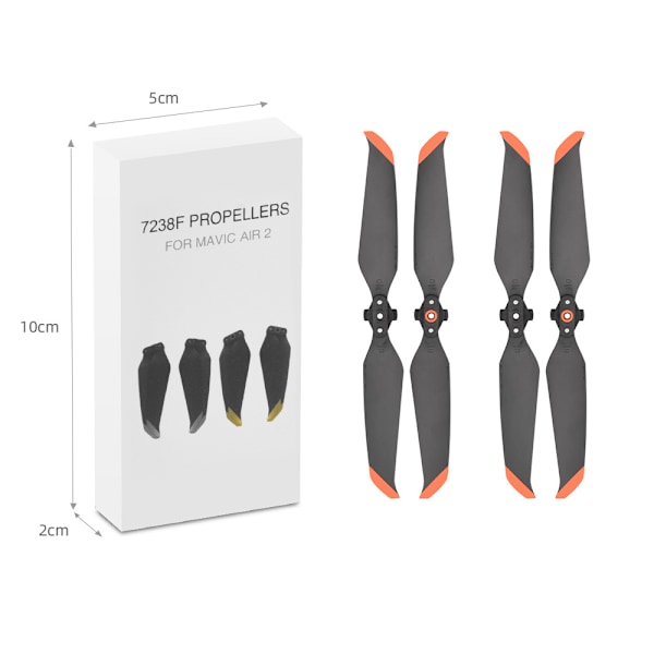 (2 Par Orange) Kompatibel 7238F Lågbruspropeller för DJI Mavic Air 2/ Mavic Air 2S Drönarpropellrar Snabbkoppling Pr
