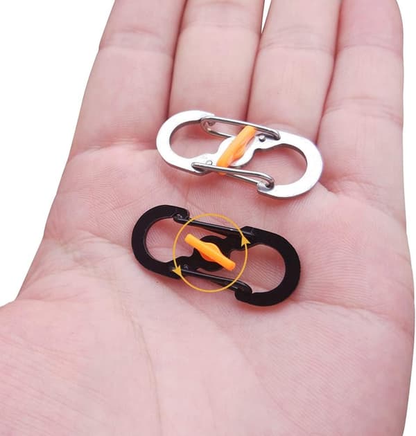 10 mini rustfrit stål S-snap clips, S-formet låse-nøgleholder