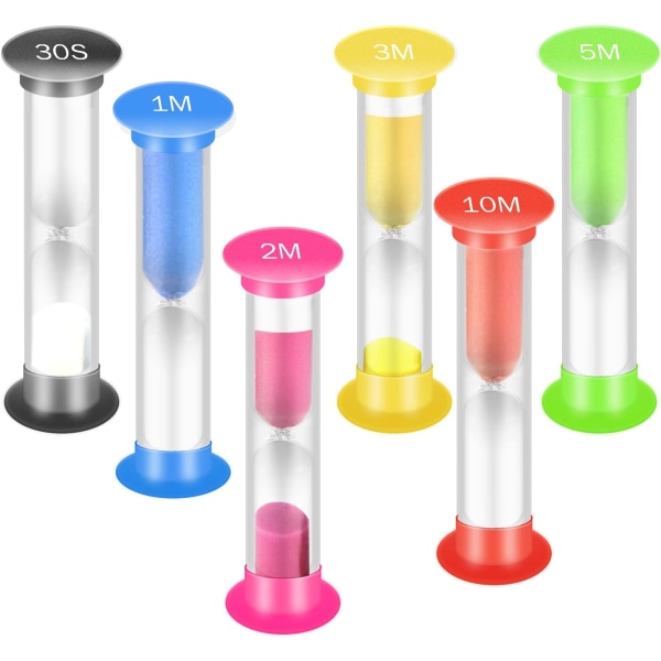 6 stk. Timeglas, Timeglas til Børn, Køkken Timer, 30