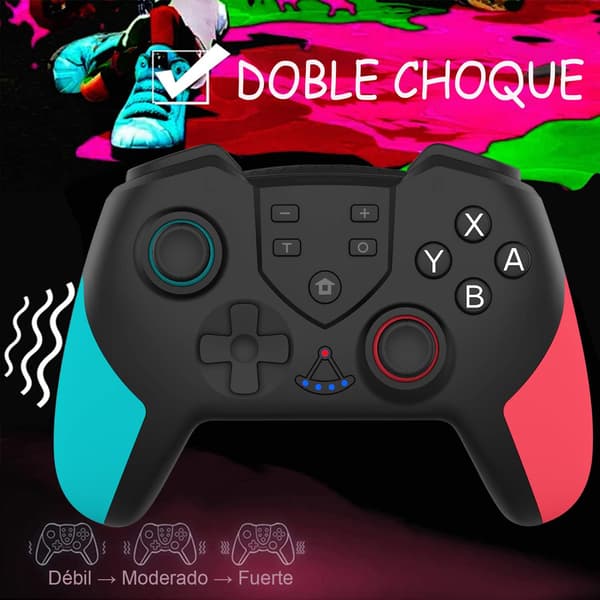 Trådløs Controller til Nintendo Switch, Trådløs Bluetooth Controller med Turbo, Gyroskopakse og Dobbelt Vibration