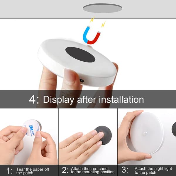 3 st Ultra-tunna LED-nattlampor med rörelsesensor, USB