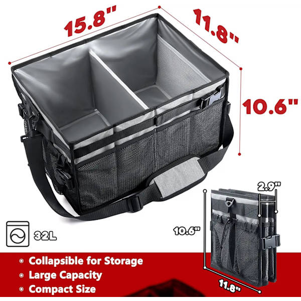 1 stk Piknikkurv BBQ Oppbevaringsboks Foldbar Bagasjerom Organizer