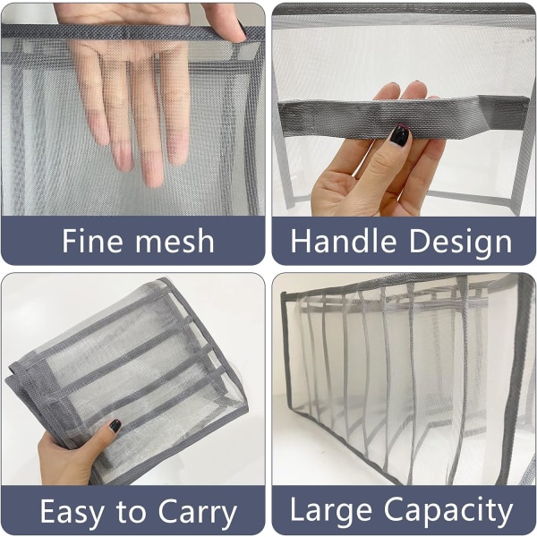 4 Pak Foldbare Mesh Opbevaringskasser Skab Organizer til Jeans,