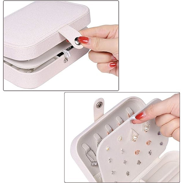 Hvid Smykkeæske 16 x 11 x 5 cm, Rejse Smykke Organiser til