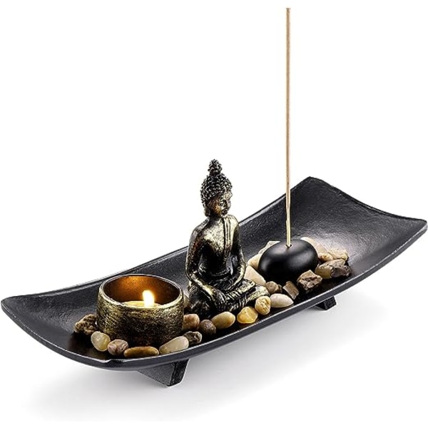 1 Lysestager Zen Buddha Sidden Yoga Meditation Røgelse