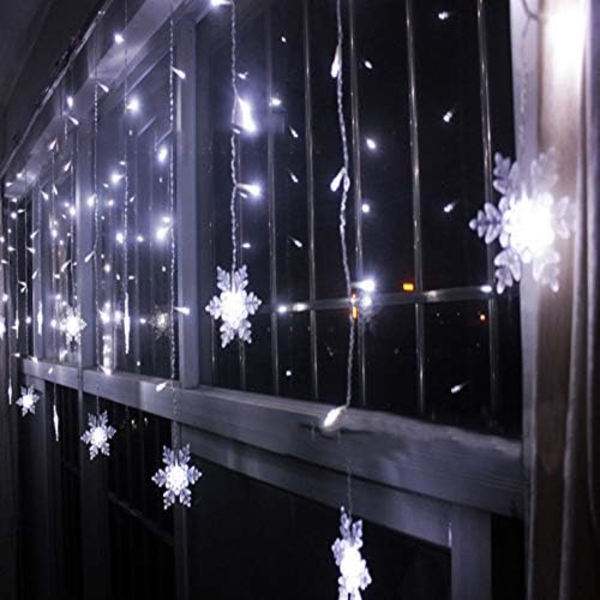 LED Gardinlys, 4M 96 LED Snefnug Gardinlys Stikkontakt Hukommelse Vindue Gardinlys med 8 Tilstande