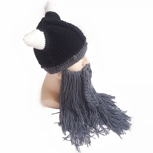 Kreativ Barbarisk Strikket Skæghat Sjov Strikket Hat Paryk Beanie Hat
