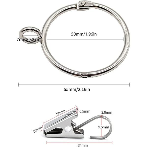 Gardinstångsklippringar med innerdiameter 50 mm, set om 20 stycken