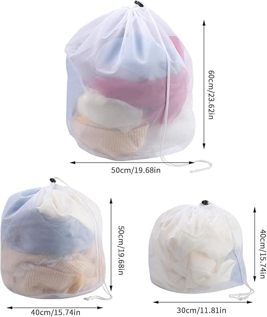 3 Pak Fine Mesh Polyester Trækpose til Undertøj,