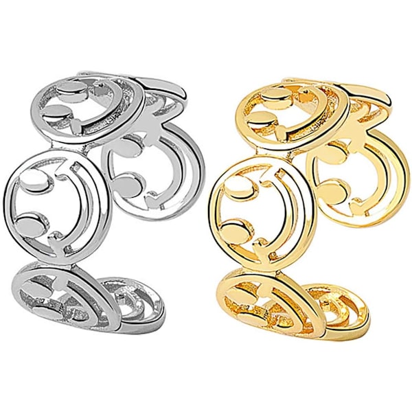 (Pakke med 2) (E) Vintage Slange Åbne Ringe Krystal Kors Pegefinger