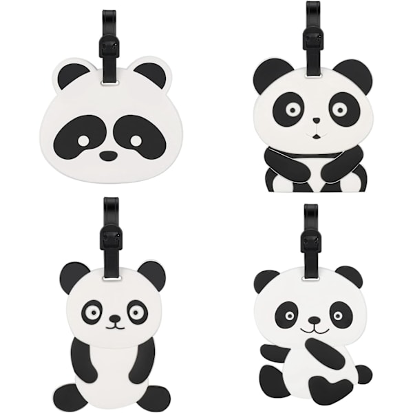 4 stk. kuffertmærker, søde panda kuffertmærker, silikone