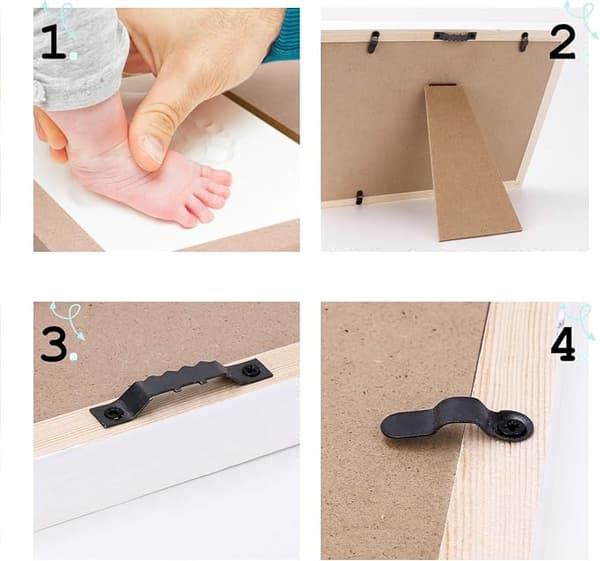 Babyavtrycksram, giftfri vit lera, träram - a