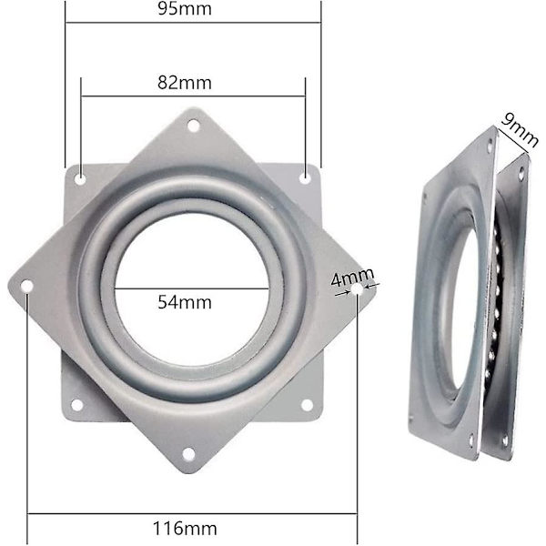 Kullager Swivel Bricka Platta Bas, 360 roterande bricka, 4 tum