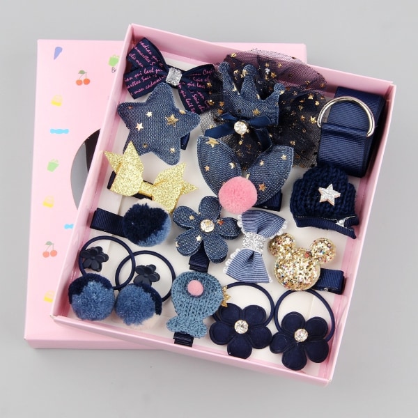 18 PCS (Navy Blue) Little Girls Hair Clips Set, Hair Barrettes,