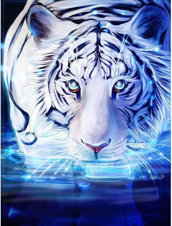 5D Diamantmaleri Dyr, Hvit Tiger Full Diamantmaleri