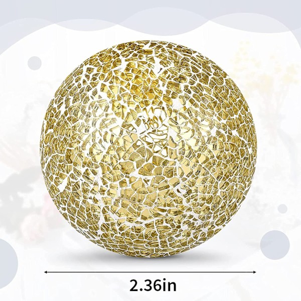 1 stk. Gyldne Mosaik Kugler Dekorative Glaskugler 6cm Mosaik