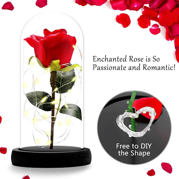 1 stk Evig Rose i Klokke, Morsdagsgave, Fortryllet Rose