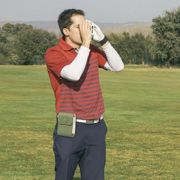 Golf Rangefinder Taljebæltetaske (Grøn) - Læder Golf Rangefinder