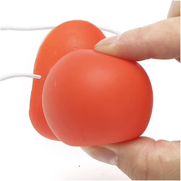 3 røde gummiklovneneser, klovnenese og elastisk sirkus