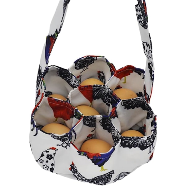 Eggsamlingskurv med 7 lommer, egginnsamlingskurv, eggposer i lerret for innsamling av ferske egg