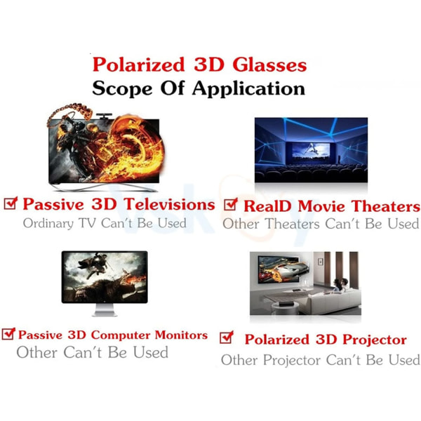 4 stk. Ikke-blinkende cirkulære polariserede 3D-briller Alle IMAX Ikke-blinkende