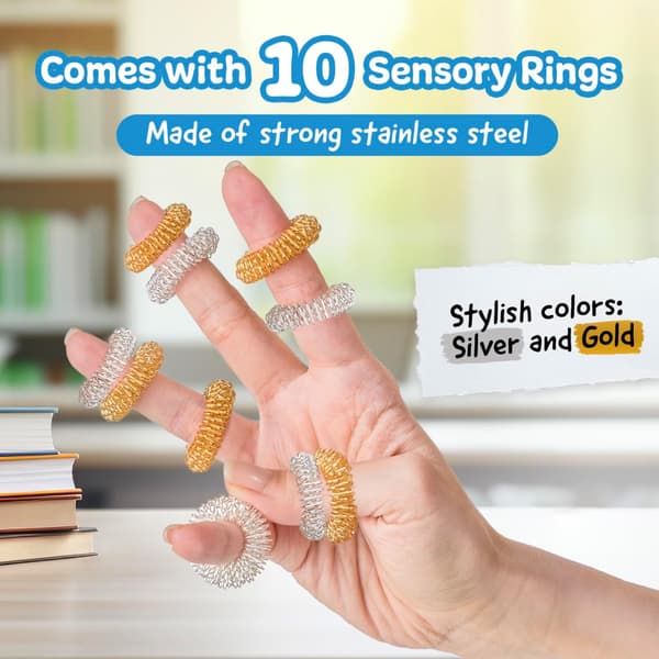 10-pakks piggete sensoriske fingerringer - akupressur-fidgetleker for