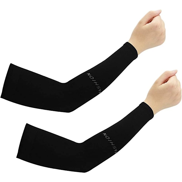 2Pcs Black Arm Warmers Stretchy Arm Warmers Iced Out Arm Sleeves UV Protection Glove for Cycling, Fishing, Basketball, Hiking